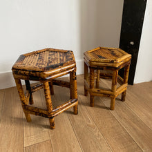 Charger l'image dans la galerie, Duo de tabourets gigognes en bambou