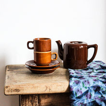 Charger l'image dans la galerie, Service tasses et théière marrons bistrot