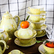Charger l'image dans la galerie, Service tasses porcelaine irisée jaune