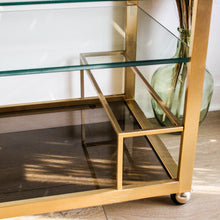 Charger l'image dans la galerie, Desserte en métal doré et verre