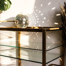 Charger l'image dans la galerie, Desserte en métal doré et verre