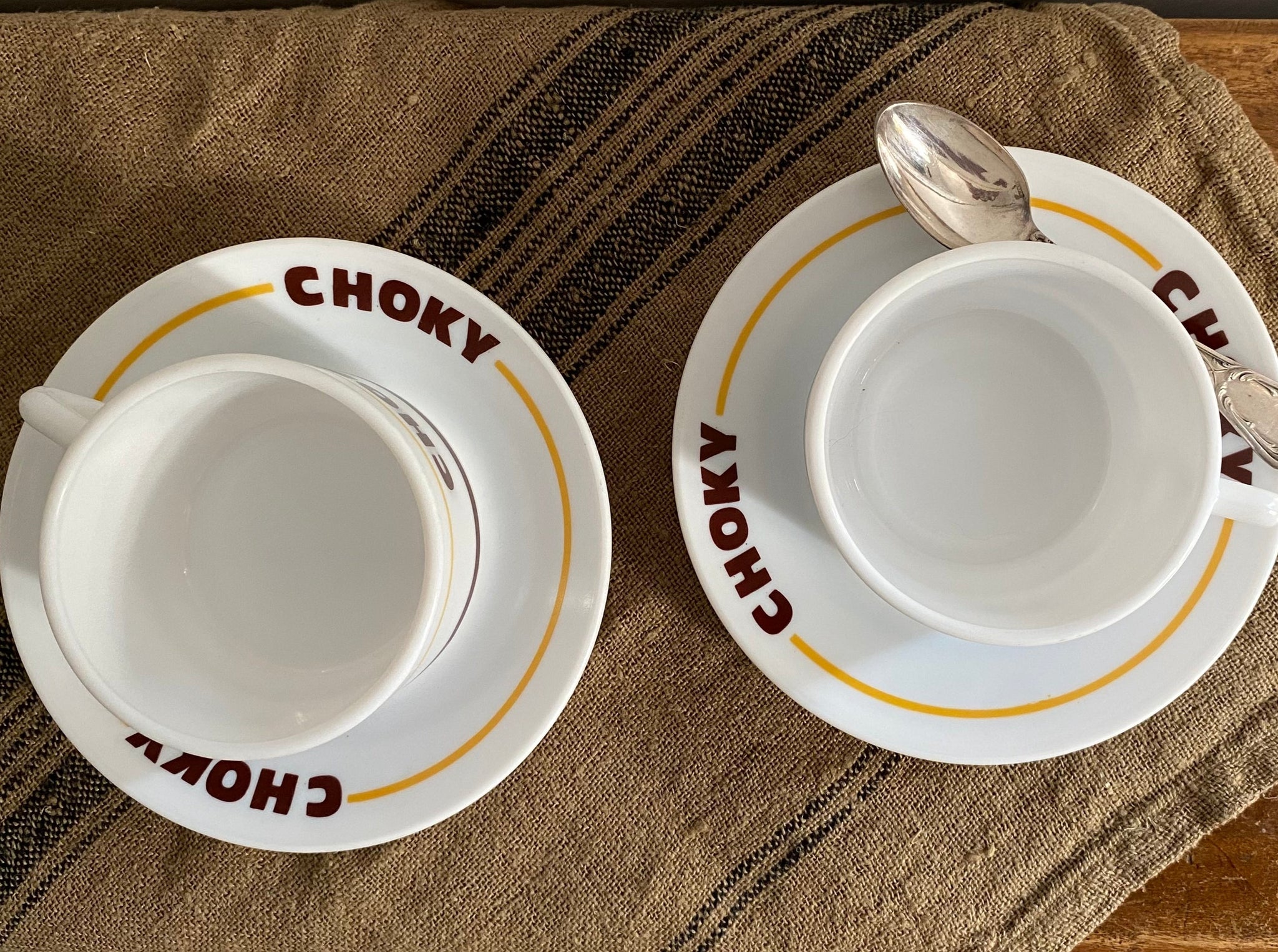 6 Tasses à Chocolat CHOKY Avec 6 Sous-tasses Neuves - Ensemble Blanc Pour Chocolat Chaud
