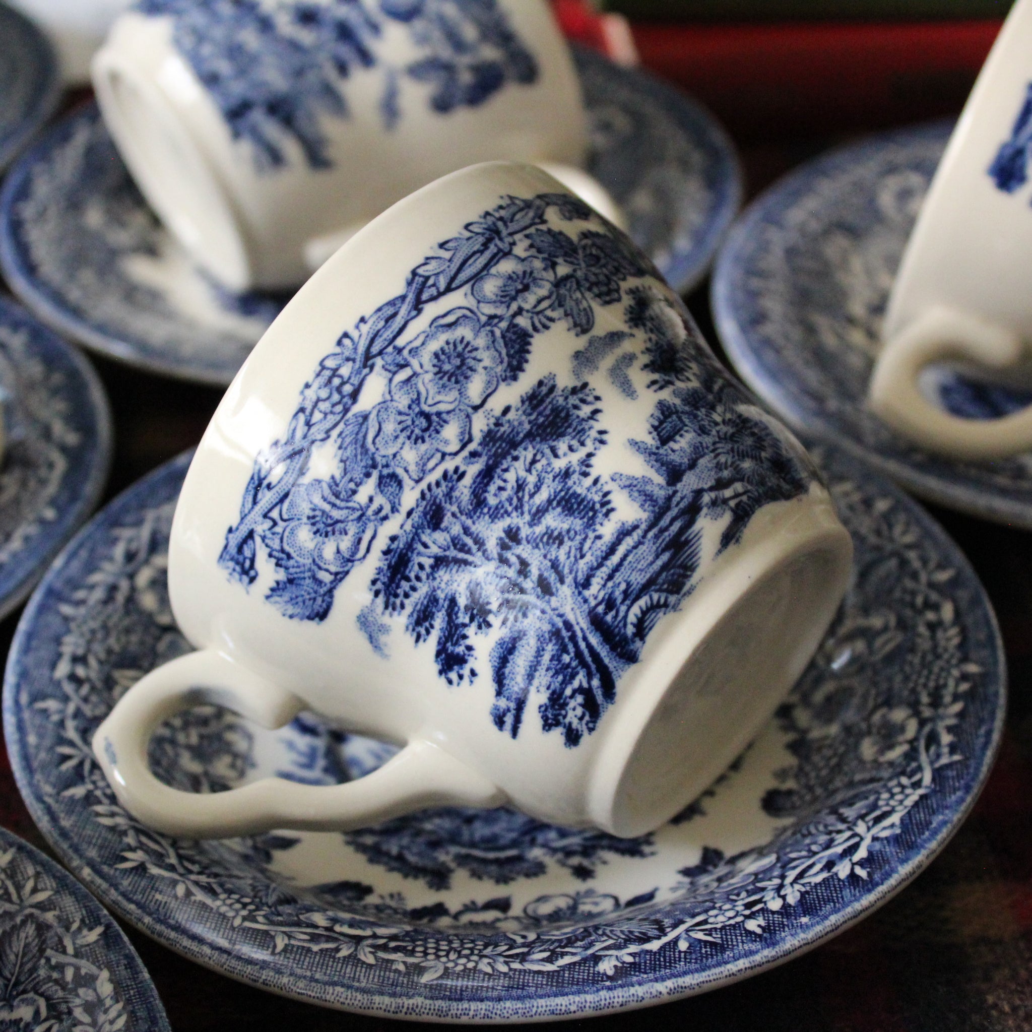 Tasse À Thé Bleue Et Soucoupe Set Pour 1, Fleurs Tasse À Café Avec Set Tasse À Thé Bleue Et Soucoupe Set Pour 1, Fleurs Tasse À Café Avec Set