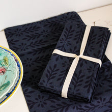 Charger l'image dans la galerie, 6 serviettes indiennes en coton, bleu nuit
