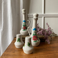 Charger l'image dans la galerie, Set vintage fleuri huile, vinaigre, sel poivre en céramique
