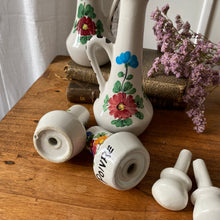 Charger l'image dans la galerie, Set vintage fleuri huile, vinaigre, sel poivre en céramique
