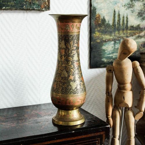 Vase en laiton cloisonné vintage