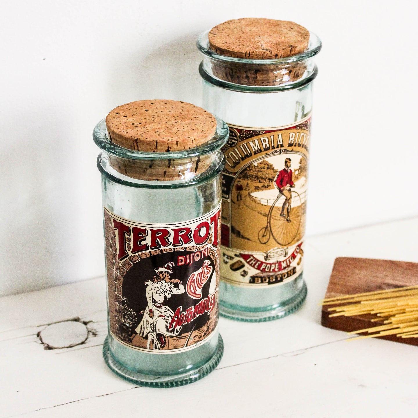 Grands bocaux de cuisine en verre vintage