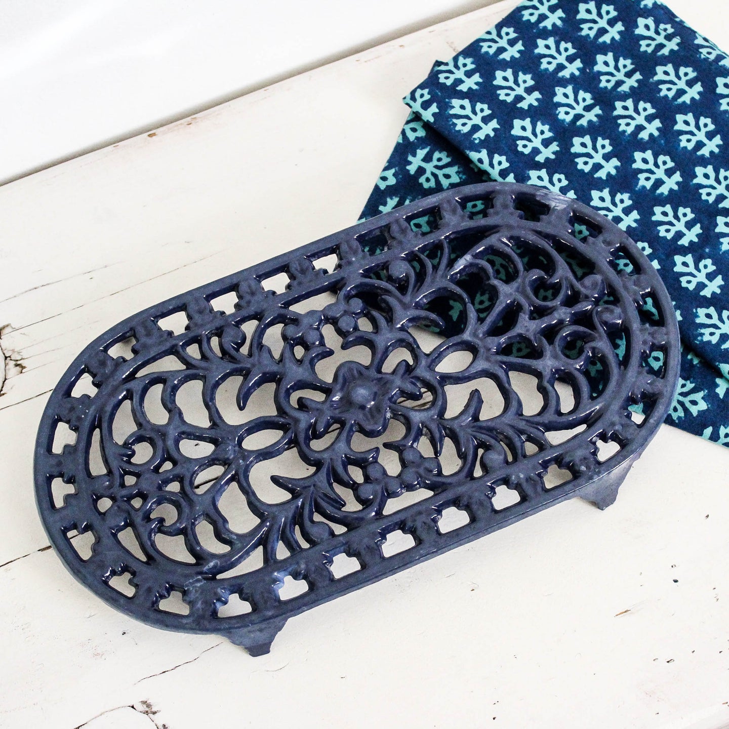 Dessous de plat bleu vintage