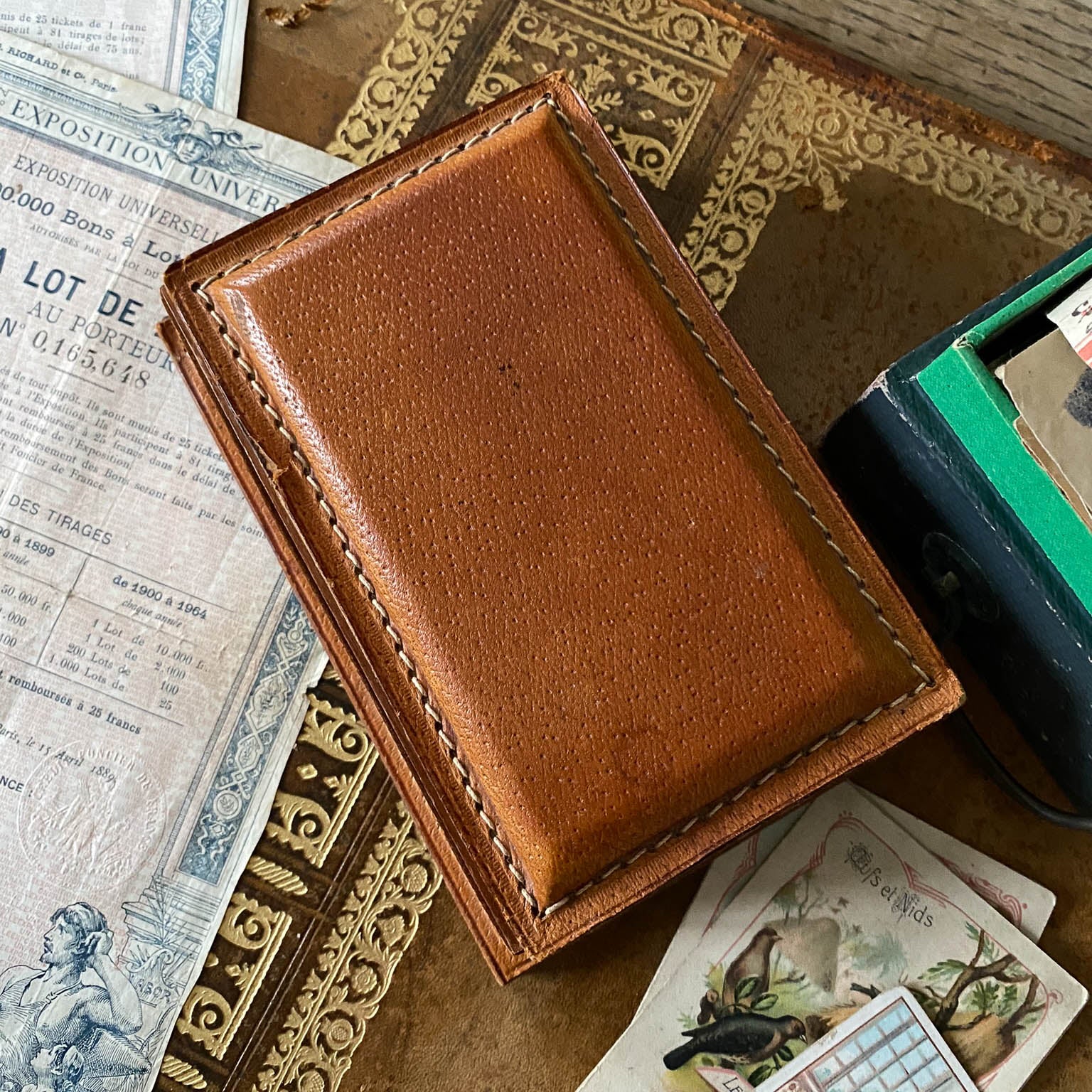 Petit Coffret Vintage En Bois Et Cuir Fauve - Années 1960/1970